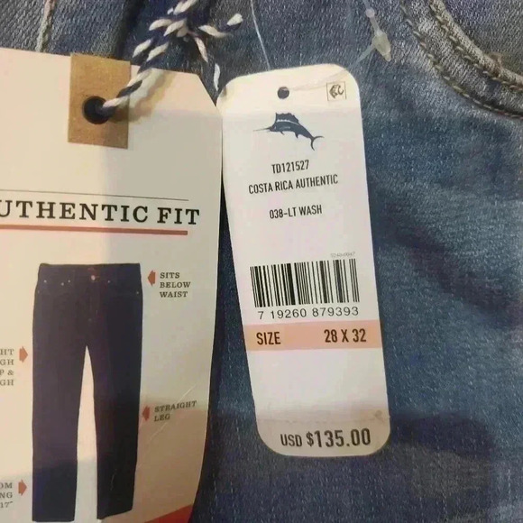 Tommy Bahama Light Wash Authentic Fit Mens Jeans 28/32 MRSP 135$ - Picture 8 of 8